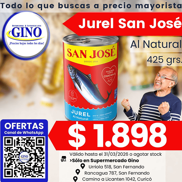 JUREL SAN JOSE NATURAL 425grs.  (24) 1