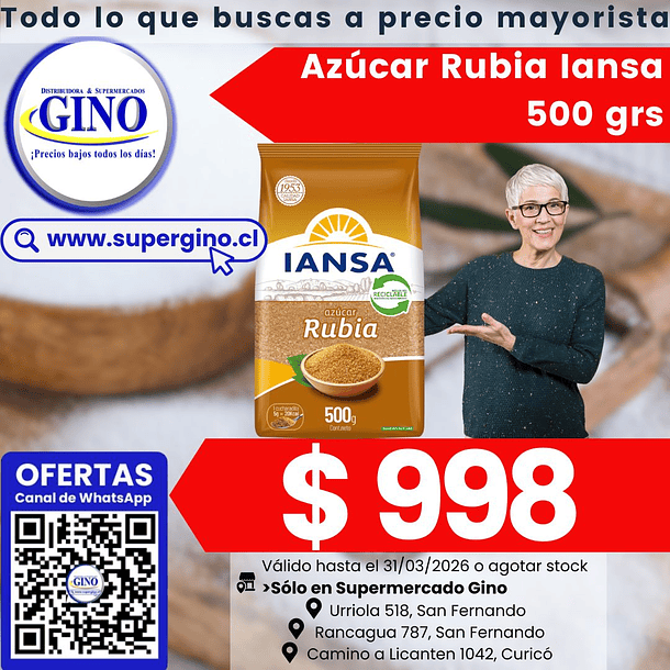 AZUCAR RUBIA IANSA 500grs. (18) (P 45)             1