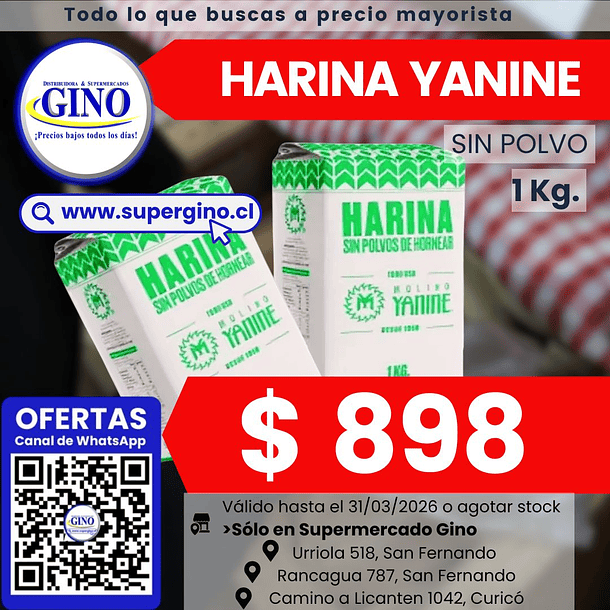 HARINA YANINE S/P 1 KILO (DP.x 12) (P 84)          1