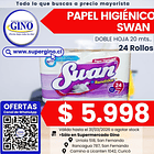 PAPEL HIG. SWAN D.H 20mts.x 24un. (3) (P 32) 1