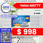 VELAS MATTY GRANDE x 4un.     (50)   (P.60)        1