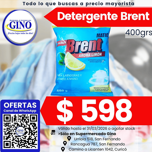 DETERG. BRENT MATIC 400grs.    (50)                1