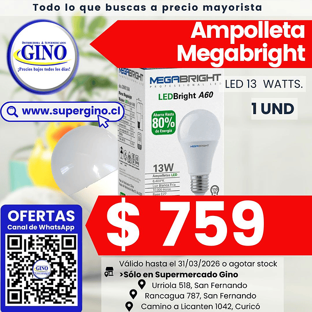 AMPOLLETA LED MEGABRIGHT 13W   (64)                1