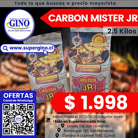 CARBON VEGETAL MISTER JR 2,5 KILOS (P 200)        