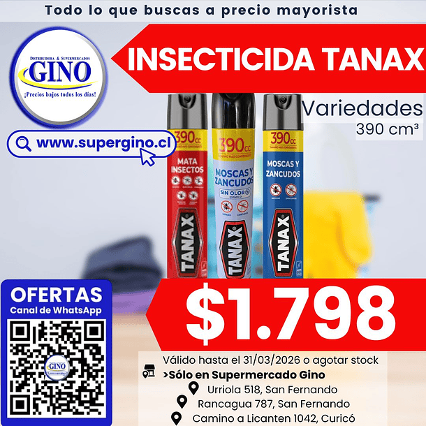 INSECTICIDA TANAX MOSCAS Y ZANCUDOS 390cc.(12)     1