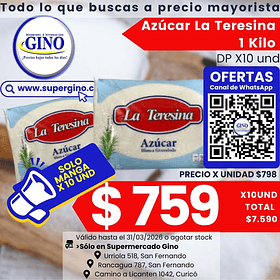 AZUCAR LA TERESINA 1 KILO  (DP.x 10un)