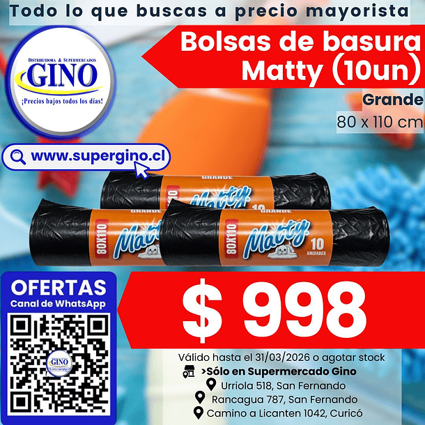 BOLSA BASURA ROLLO MATTY 80x110 x 10un. (20)       1