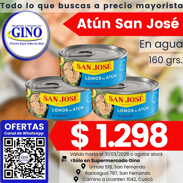 ATUN LOMITO SAN JOSE EN AGUA 160grs. (48) (P 88)   1