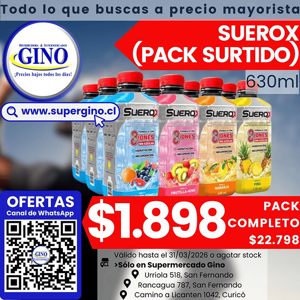 SUEROX PACK SURTIDO 630ml. x 12un.                 1