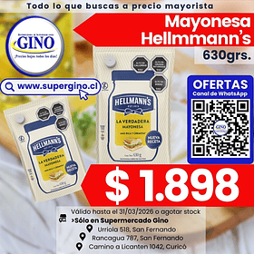 MAYONESA HELLMANNS DOYPACK 630grs. (12)           