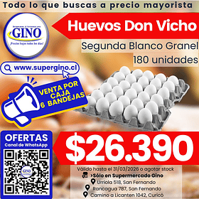HUEVO DON VICHO SEGUNDA BLANCO GRANEL x 180u.     
