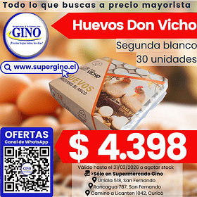 HUEVO DON VICHO SEGUNDA BLANCO x 30un.(CJ.x6u)    