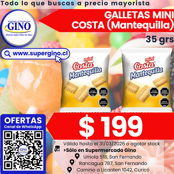 GALLETA MINI MANTEQUILLA COSTA 35grs.    (30)      1