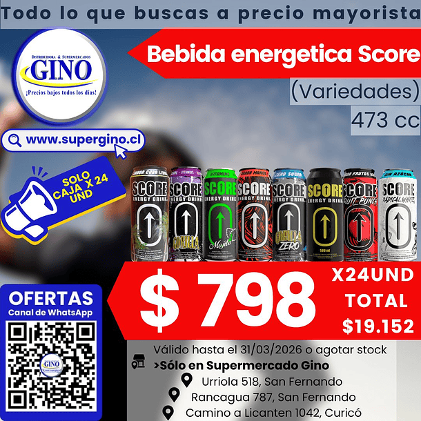 BEBIDA ENERG 473cc. SCORE CUBA LIBRE(CJx24u)(P 100 1