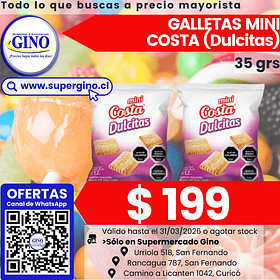 GALLETA MINI DULCITAS COSTA 35grs.  (30)          