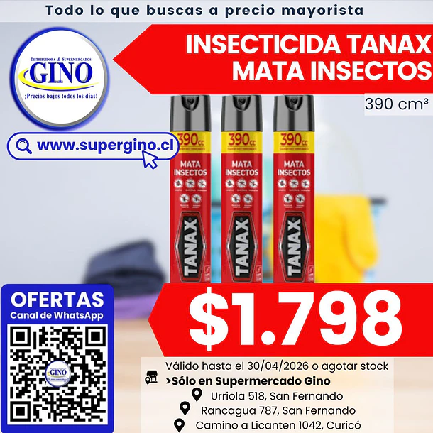 INSECTICIDA TANAX MATA INSECTO 390cc.   (12)       1