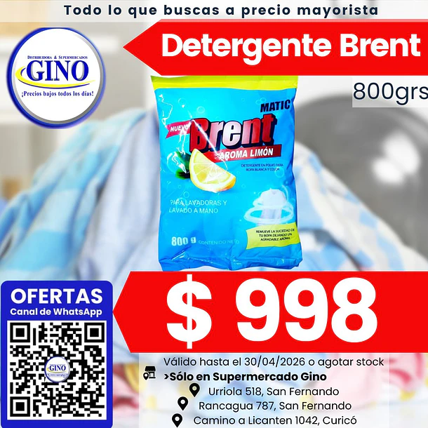 DETERG. BRENT MATIC 800grs.    (25)                1