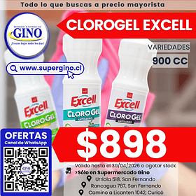 CLORO GEL EXCELL MENTA 900cc.(12) (P45)