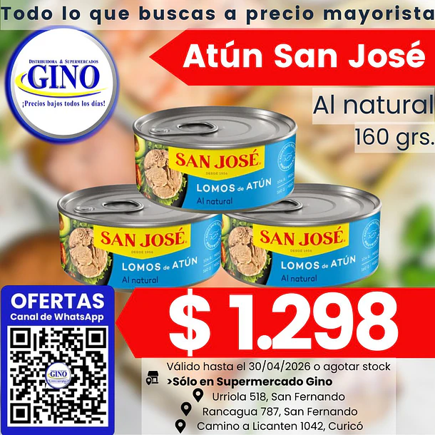 ATUN LOMITO SAN JOSE EN AGUA 160grs. (48) (P 88)   1