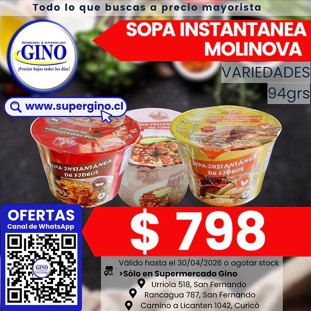 SOPA INSTANT. MOLINOVA POLLO POTE 94g. (12) (P 64) 1