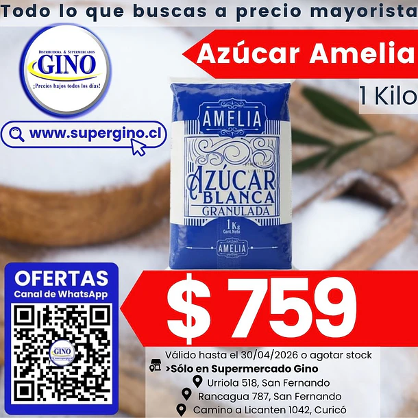 AZUCAR AMELIA 1 KILO (DP.x 10un)                   1