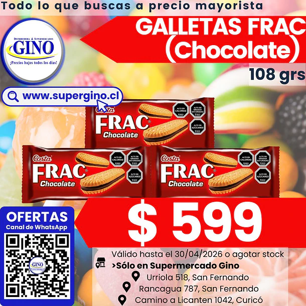 GALLETA FRAC CHOCOLATE 110grs. (36) (P 80)         1