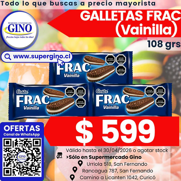 GALLETA FRAC VAINILLA 110grs. (36) (P 80)          1