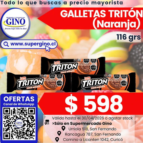 GALLETA TRITON NARANJA 116grs.    (30)             1
