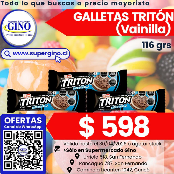 GALLETA TRITON VAINILLA 116grs.    (30)            1
