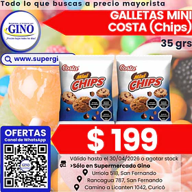 GALLETA MINI CHIPS CHOC COSTA 35 grs.    (30)