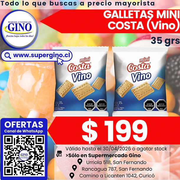 GALLETA MINI VINO COSTA 35grs.    (30)             1