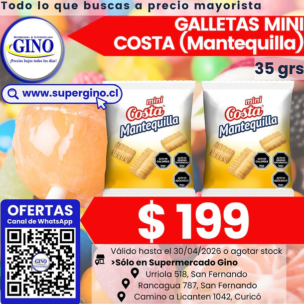 GALLETA MINI MANTEQUILLA COSTA 35grs.    (30)      1