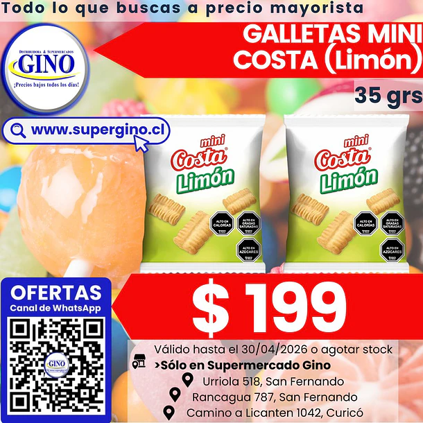 GALLETA MINI LIMON COSTA 35grs.   (30) 1