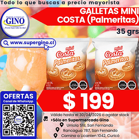GALLETA MINI PALMERITAS COSTA 35grs.  (30)        