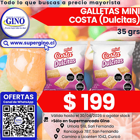 GALLETA MINI DULCITAS COSTA 35grs.  (30)          