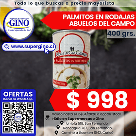 PALMITOS RODAJAS ABUELOS DEL CAMPO 400grs. (24)   