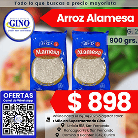ARROZ ALAMESA G.2 900grs. (CJ.x10u)               