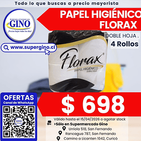 PAPEL HIG. FLORAX DOBLE HOJA (CJ.x 48) (DP.x 4)