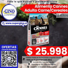 ALIM. PERRO CANNES ADULTO CARNE/CEREALES 18 kg
