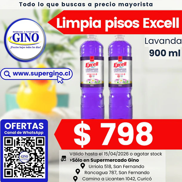 LIMPIAPISOS EXCELL LAVANDA 900cc  (12) (P 45)      1