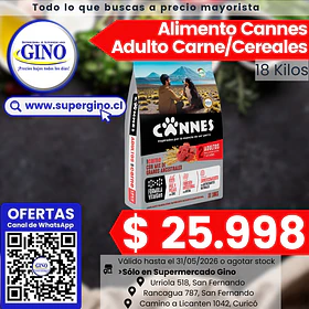 ALIM. PERRO CANNES ADULTO CARNE/CEREALES 18 kg