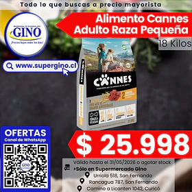 ALIM. PERRO CANNES ADULTO RAZA PEQUEÑ CARNE 18 KIL