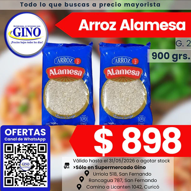 ARROZ ALAMESA G.2 900grs. (CJ.x10u)                1