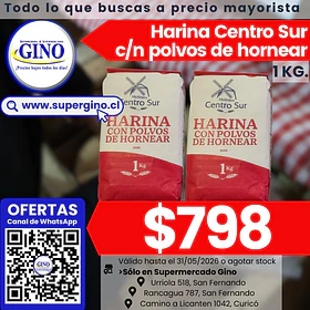 HARINA CENTRO SUR C/POLVO 1 KILO (DP.x 10u)       
