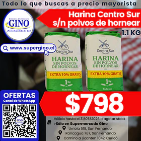 HARINA CENTRO SUR S/POLVO 1 KILO (DP.x 10u)       
