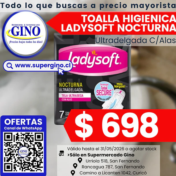 TOALLA HIG LADYSOFT NOCT U.D. C/ALASx7 (24) (P 90) 1