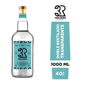 PISCO TRES ERRES TRANSPARENTE 1 LITRO 40°G.L. (6) 