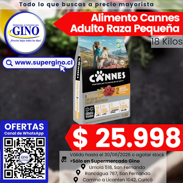 ALIM. PERRO CANNES ADULTO RAZA PEQUEÑ CARNE 18 KIL 1