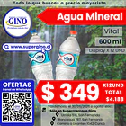 AGUA MINERAL VITAL S/GAS 600ml. x 12   (144) 1