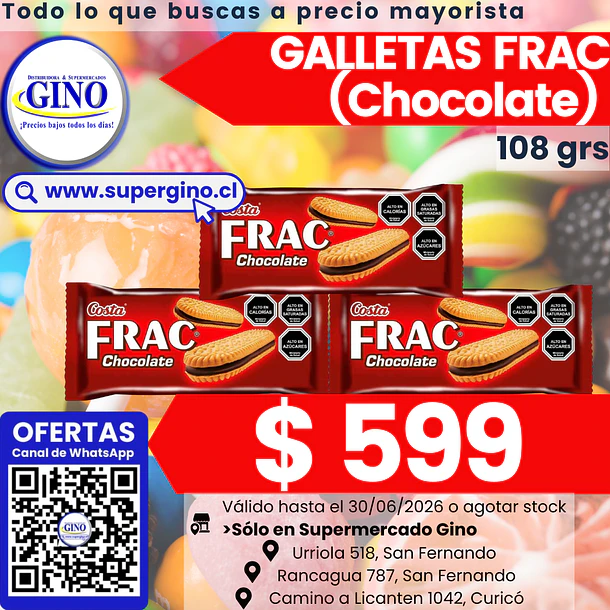 GALLETA FRAC CHOCOLATE 110grs. (36) (P 80)         1